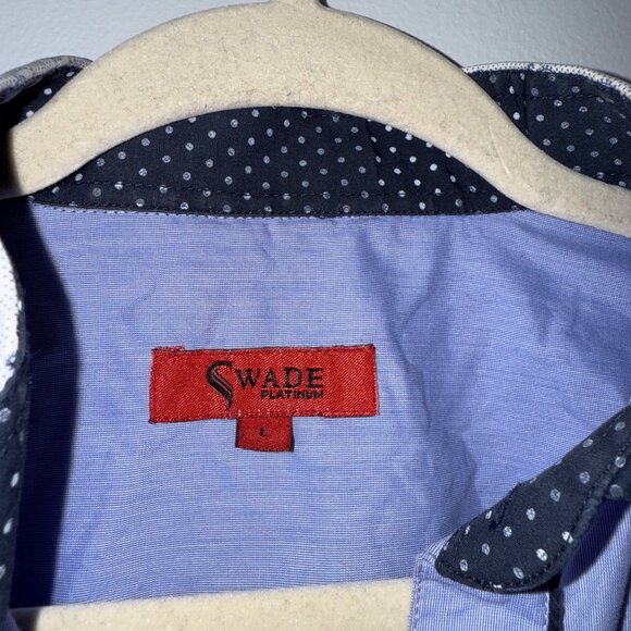 Swade Platinum Mens Long Sleeve Button-Down Shirt/ Paisley & Polka Dot Collar - Picture 3 of 6